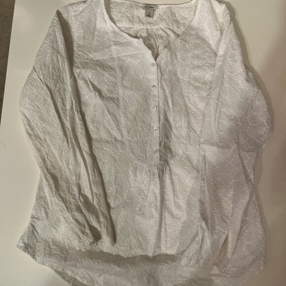 J Crew White Eyelet Blouse Size Small Long Sleeve 100% Cotton 💗 - Picture 6 of 14